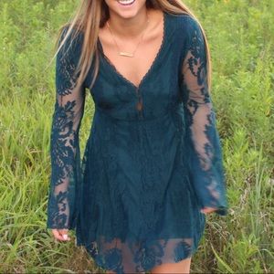 Free People Long Sleeve Mesh Dress